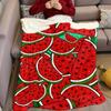 Cartoon Watermelon Flannel Blanket Warm Soft Halloween Christmas Couch Warm Cozy Decorative Decor Gift for All Season