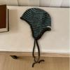 Colorful Earflap Knitted Hat Striped Baggy Beanie Hat Fashion Striped Balaclava  for Outdoor Ski