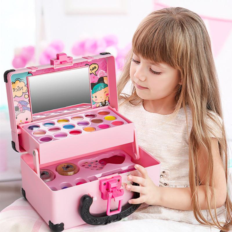 Children Girl Princess Makeup Cosmetics Box Makeup Toys Set Lipstick Eyeshadow Safe Children Non Toxic Toy Birthday Present