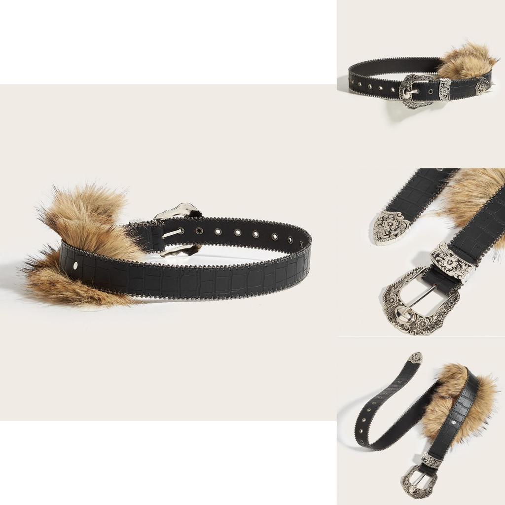 American Style Plush Waist Belt With Alloy Pin Buckle For Trendy Casuals