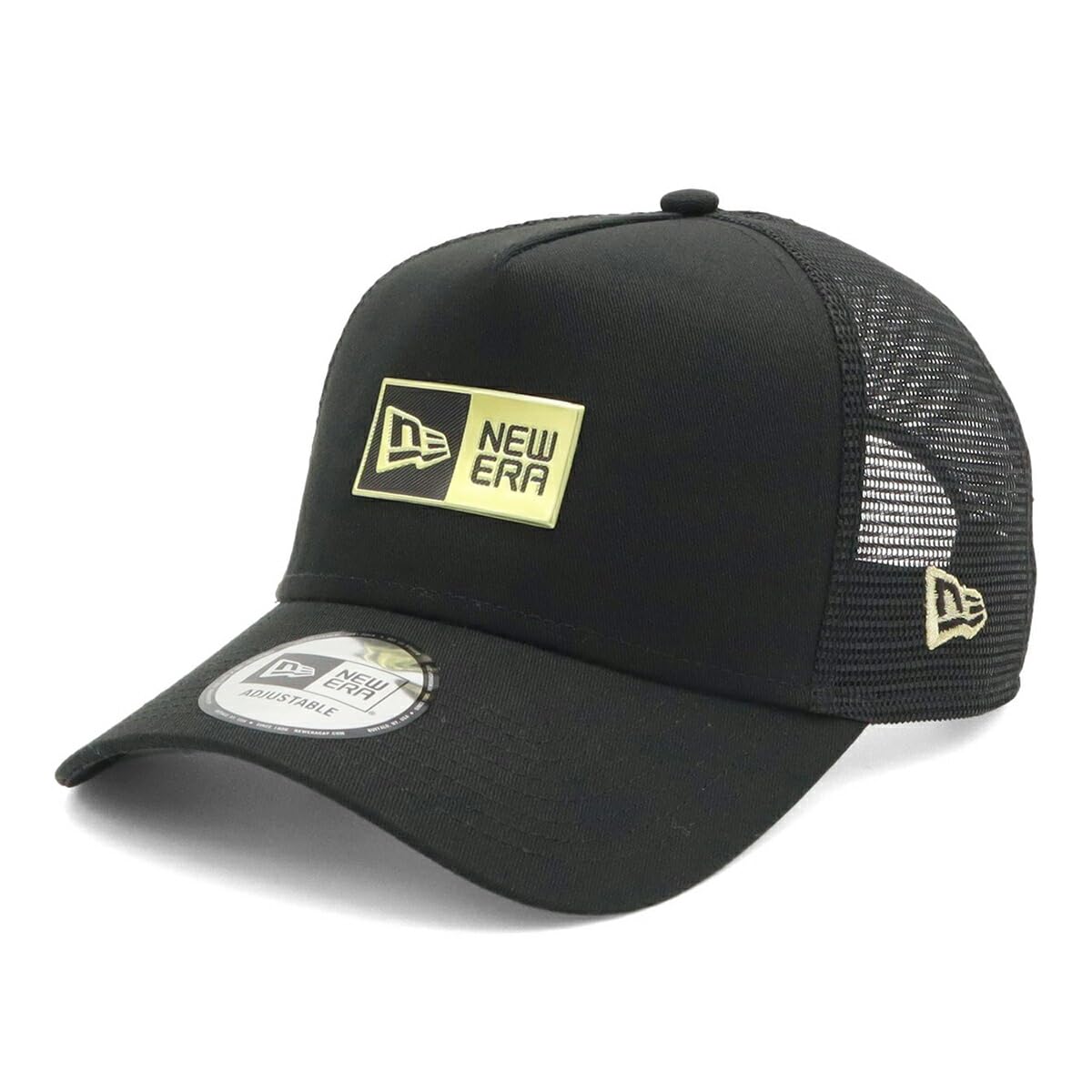 

New Era Mesh Cap with Box Free 940AFTR Box NER36C3348 9FORTYA-Frame Logo, Black/Gold, Size, TPU, Black/Gold, 14388657,
