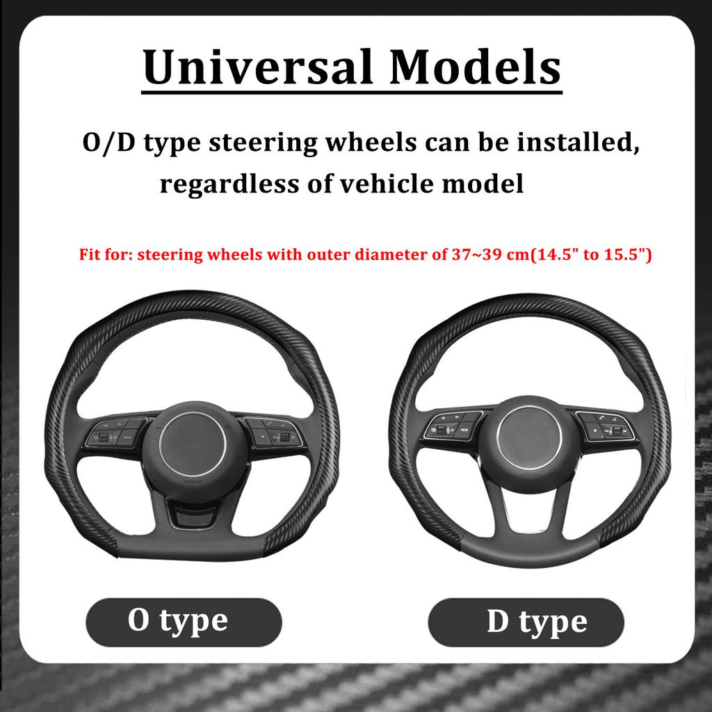 Carbon Fiber Car Steering Wheel Cover Concave Convex Design Non-slip Universal 38cm 15inch for Toyota Camry Prius Corolla Rav4
