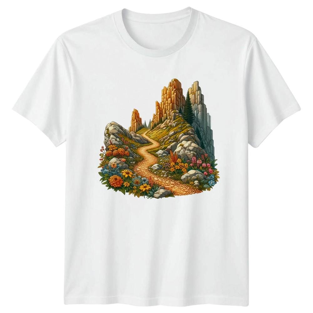 Mountain Path Wildflowers TShirt Hiking Gift For Him And Her S