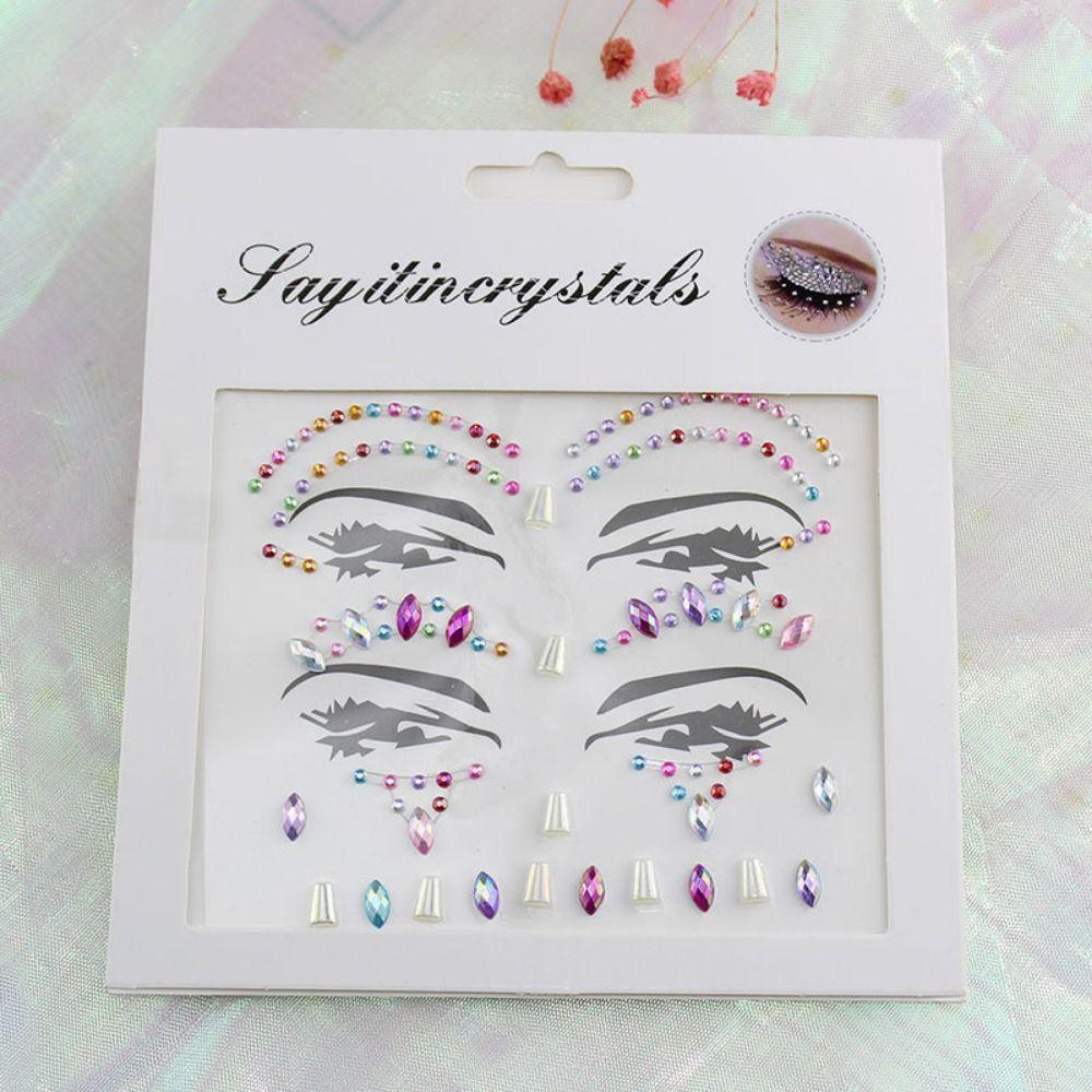 Fashion 3D Face Tattoo Crystal Sticker Fake Tattoo Temporary Tattoo Sticker  Girls