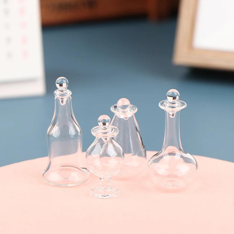 1/12 Dollhouse Miniature Accessories Mini Glass Candy Jar Simulation Food Dessert Can Model Toys for Doll House Decoration