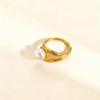 Size 7 Water Drop Imitation Pearl Ring for Women,Gold Plated Stainless Steel Wedding Finger Rings,Elegant Jewelry Gift