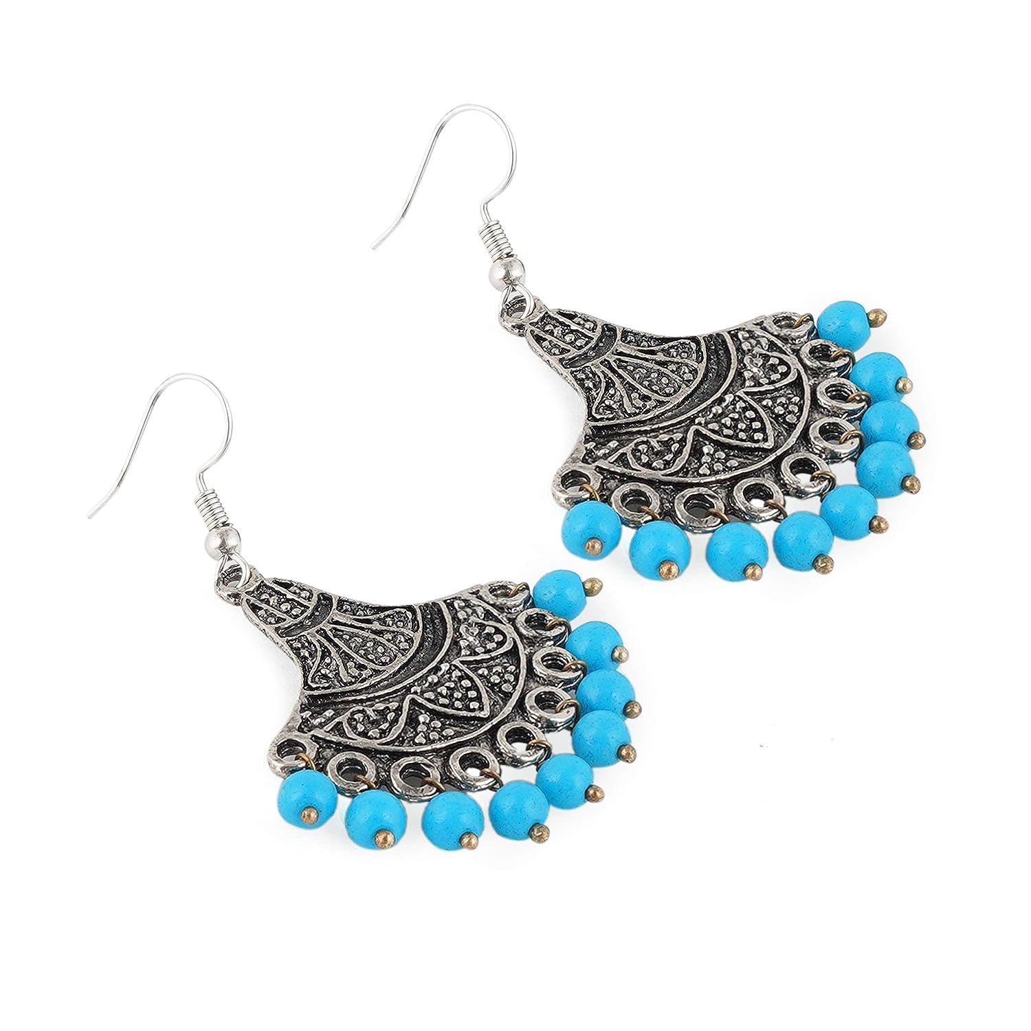 Tribal Collection Серьги-крючки из оксидированного серебра и кристаллов для женщин — фото 3