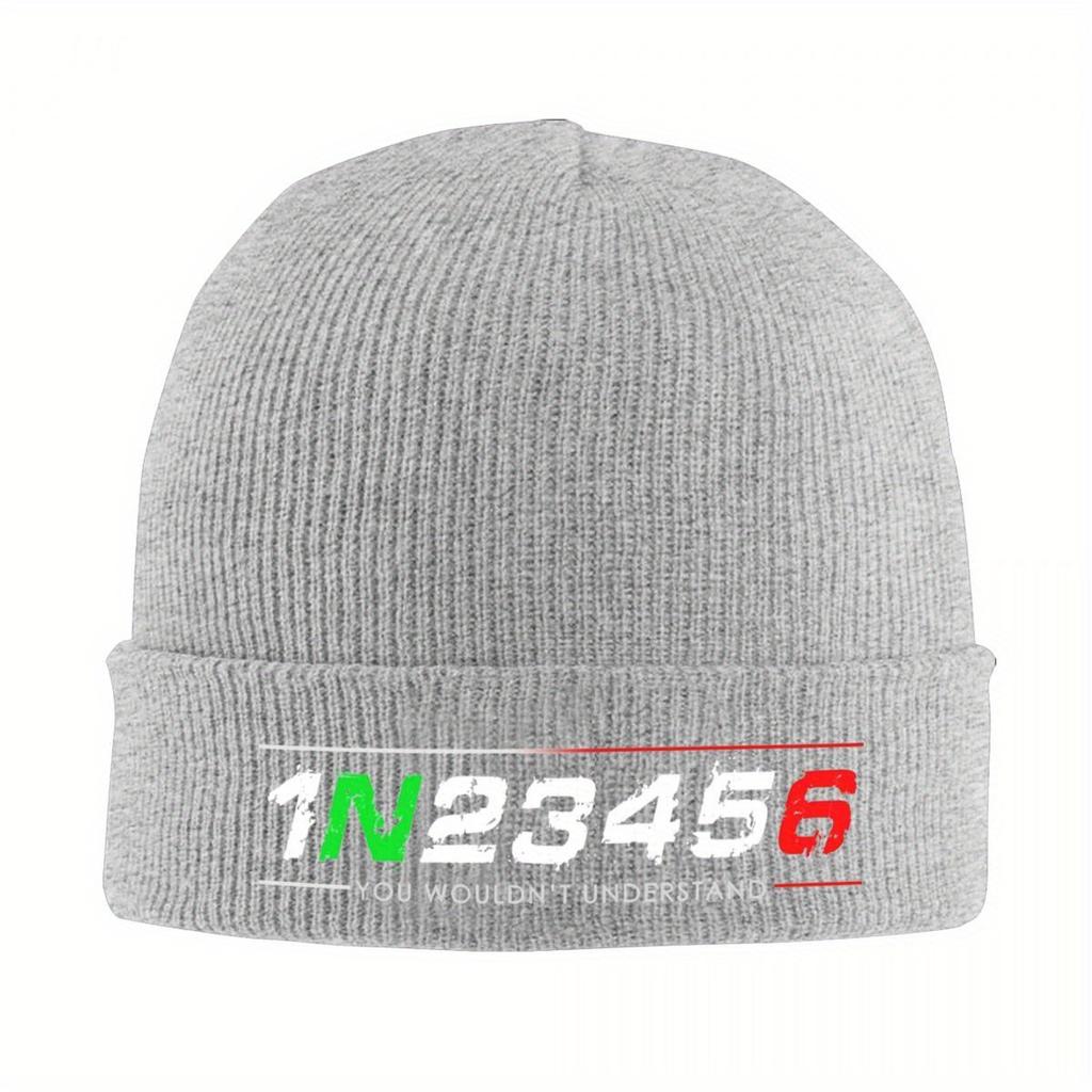 1N23456 Motorcycle Knitted Hat Beanies Autumn Winter Hats Warm New Cap for Unisex Women