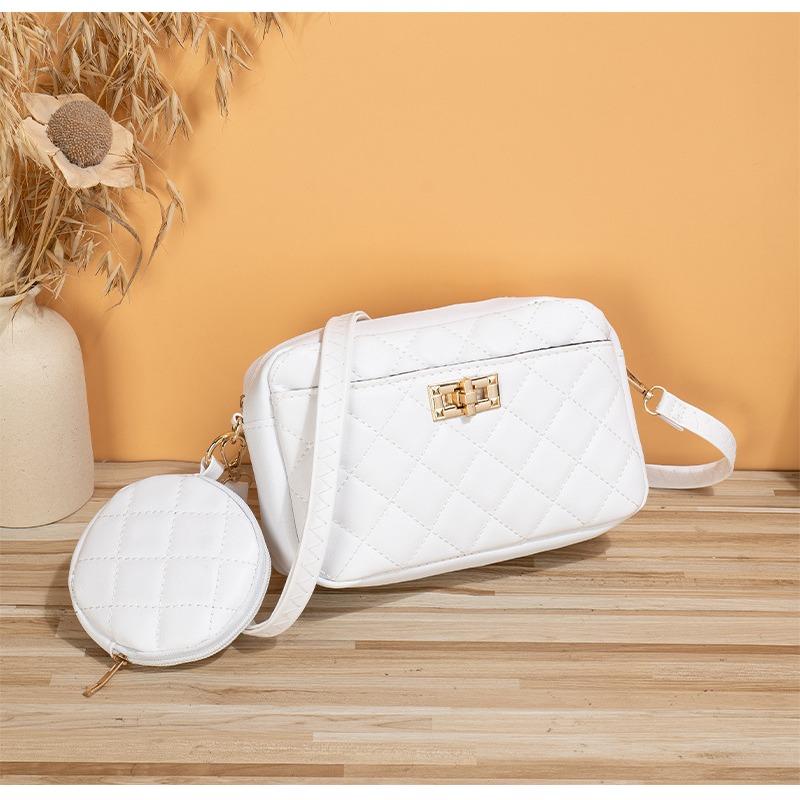 Xiaoxiang Style Bag Two Piece Set New Diamond Crossbody Bag Women's Storage Bag Simple Large Capacity Makeup Bag