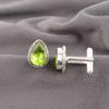 Peridot Gemstone 925 Stamped Silver Handmade Jewelry Pear Shape  Cufflinks 0.67" CL-5-1