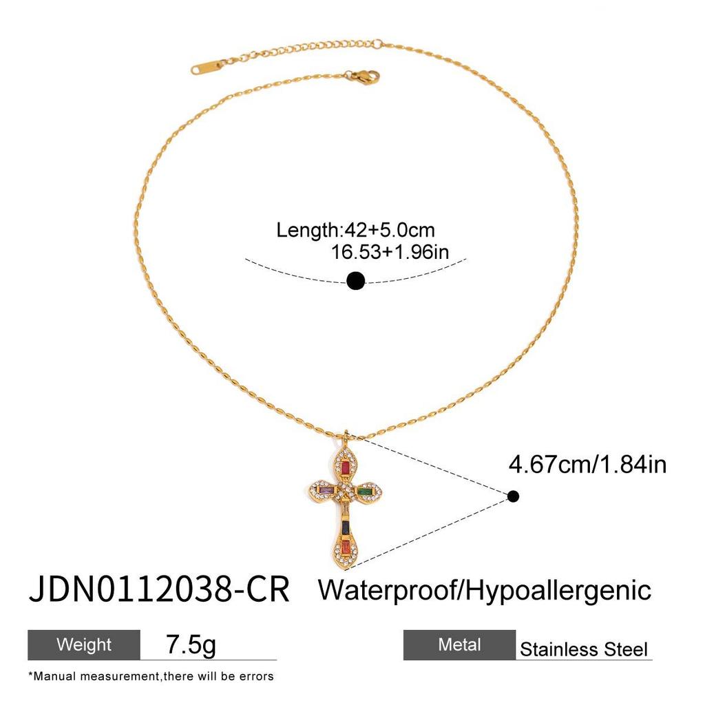 European and American zircon titanium steel cross necklace does not fade stainless steel jewelry