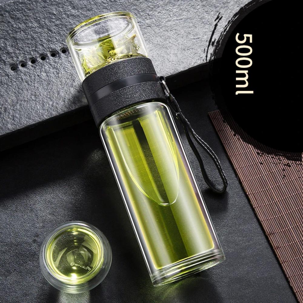 GIANXI Business Glass Tea Cups Portable Glass Cup With Lid And Lifting Ring Large Capacity Transparent Drinking Water Cup