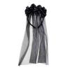 Halloween Devil Horn Hair Hoop Ox Horn Flower Veil Handmade Mesh Headband Party Cosplay Costume Accessory