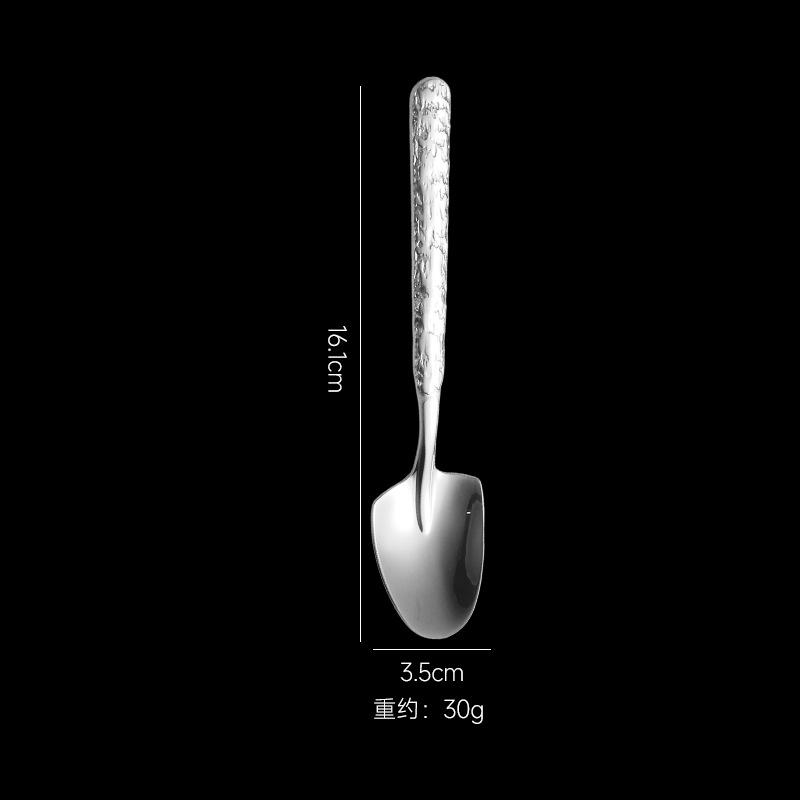 18-10 Stainless Steel Fruit Spoon Ice Cracked Pattern Ice Cream Dessert Spoons Watermelon Shovel Falt Coffee Tea Spoon