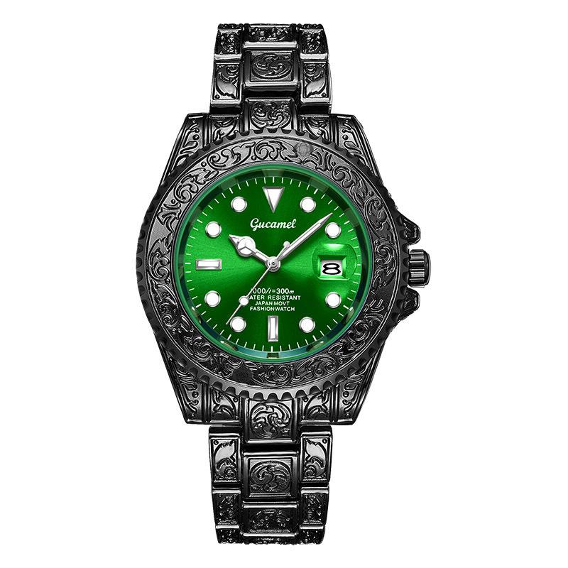 

New Top Brand Men s Retro Carved Quartz Watch Calendar Luminous Classic Casual Watch
