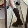 Thick-soled Boots Big Tube Circumference Tall Tube Thick-leg Knight Boots Women's 2025 New Thin Suede Elastic Tall Boots