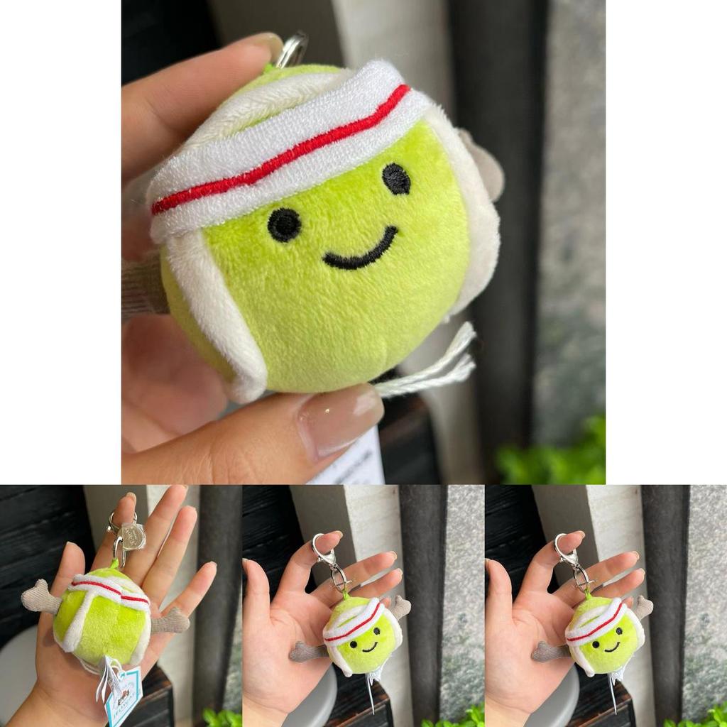 Rozkošná plyšová klíčenka s baseballovou a tenisovou míčkou, roztomilá měkká hračka, dárek pro děti