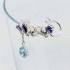 Candy Single Line Blue 10K White Earring, Teardrop, Swing, Multicolor, Gold, bc-nrsr-wg