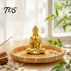Mindfulness Gift for Friends 3D Printed Golden Buddha Statue, Sitting Shakyamuni Figurine, Sculpture Elegant Gold Statue with Serene Expression
