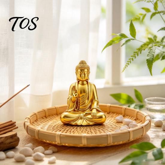 Mindfulness Gift for Friends 3D Printed Golden Buddha Statue, Sitting Shakyamuni Figurine, Sculpture Elegant Gold Statue with Serene Expression