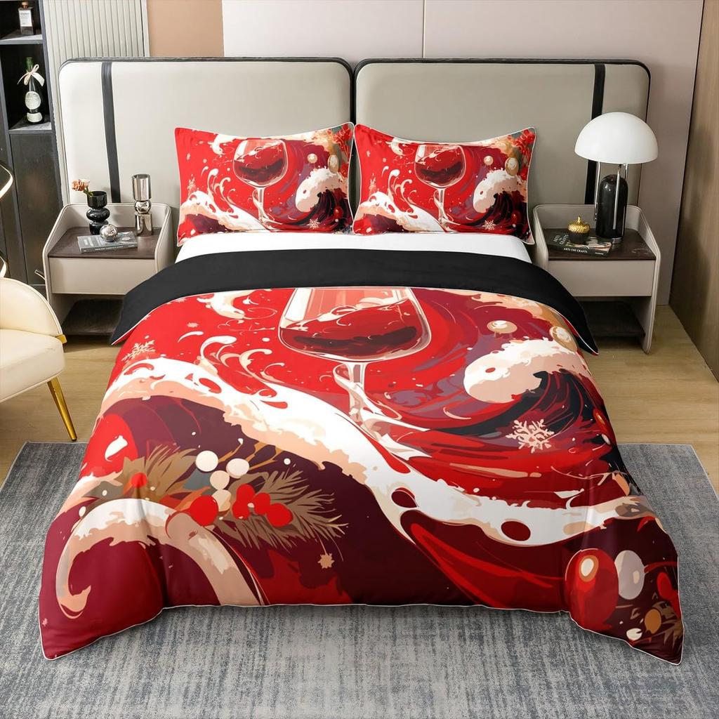 Wine Glass Duvet Covers for Adults Queen Lightweight Down Quilt Covers Romantic Style Bedspread Cover Bedroom Decor No Comforter