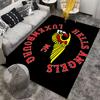 Red Text and Winged Skull Design Suitable As a Non-slip Mat for the Living Room or Bedroom Sofa
