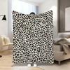 VIKAMA Cream Leopard Print Flannel Throw Blanket Classic Animal Pattern Soft Warm Sofa Bedroom Home Decor Gift