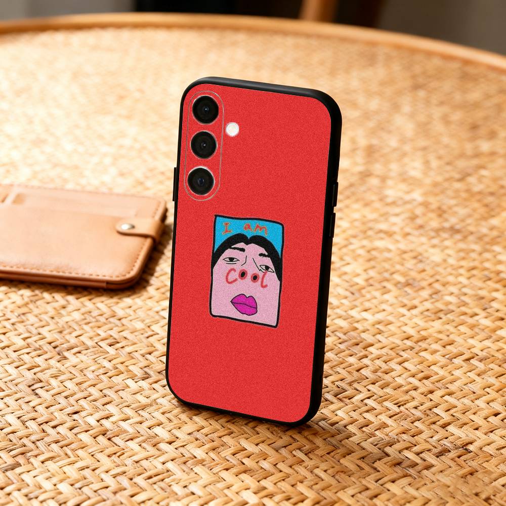1PC F-Funny E-Exaggerated Face Emotion Phone Case For Samsung  A73,72,71,A52,51,40,41,A22,A32,31,A13, Soft Black Shell