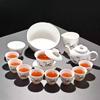 Goat Jade Tea Set Kung Fu Set Chinese Light Luxury Tea Calendars Teacups Office White Porcelain Teapot Covered Bowl Set