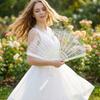 Flower Carving Chinese Style Fan with Tassel Dance Hand Fan  Home Decoration