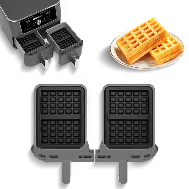 Set of 2 Silicone Waffle Molds Set Nonstick Baking Pan with Small Handle Silicone Baking Tray for Air Fryers and Oven