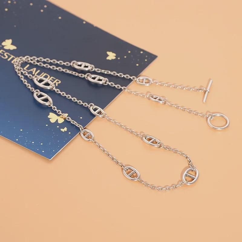 Sterling Silver Pig Nose Necklace: Retro Thai Silver Design, Simple Korean Style, Versatile Ladies' Fashion, Personality Trend Jewelry.