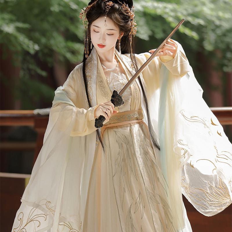 Song Dynasty Martial Arts Style Ancient Clothing Super Fairy Big-sleeved Shirt Waist-length Skirt Set Improved Daily Autumn