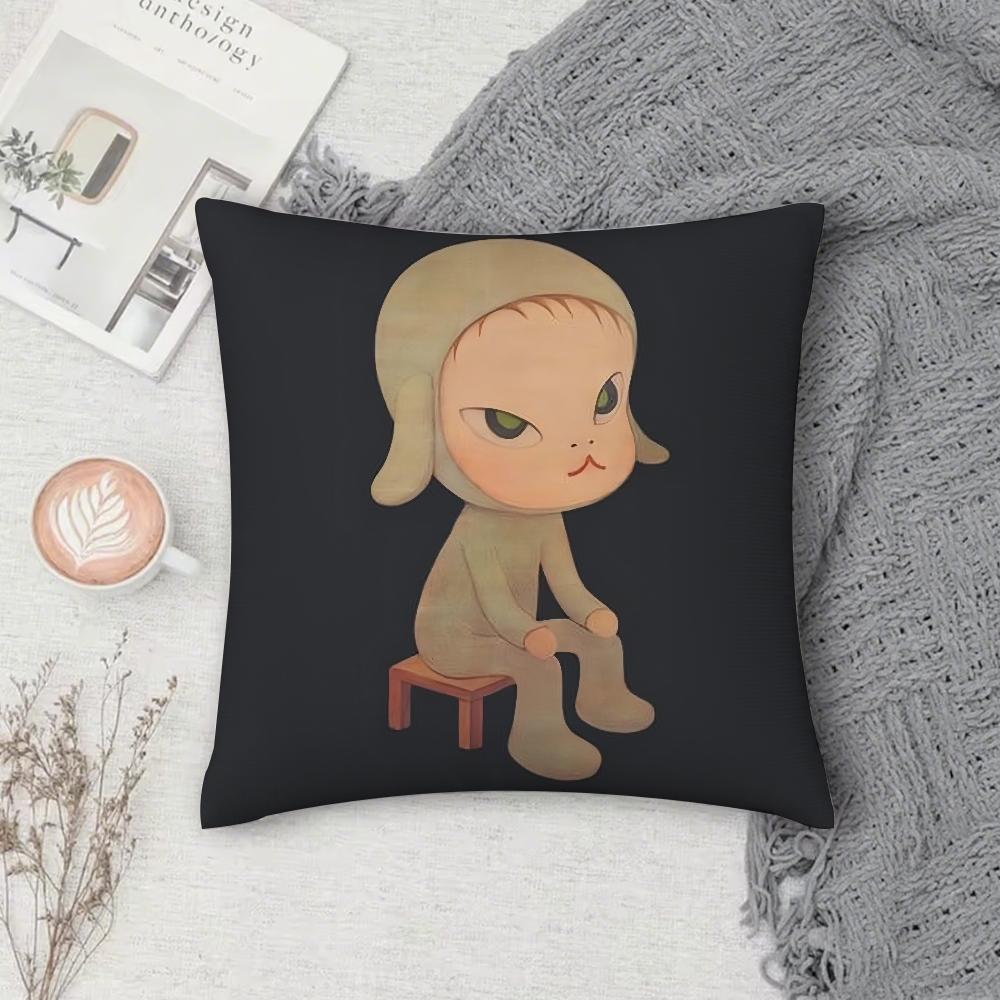 Art YYoshitomo NNara Pillow Case Square DoubleSided Printing Sofa Cushion Cover Pillowcase Bedroom Bedside