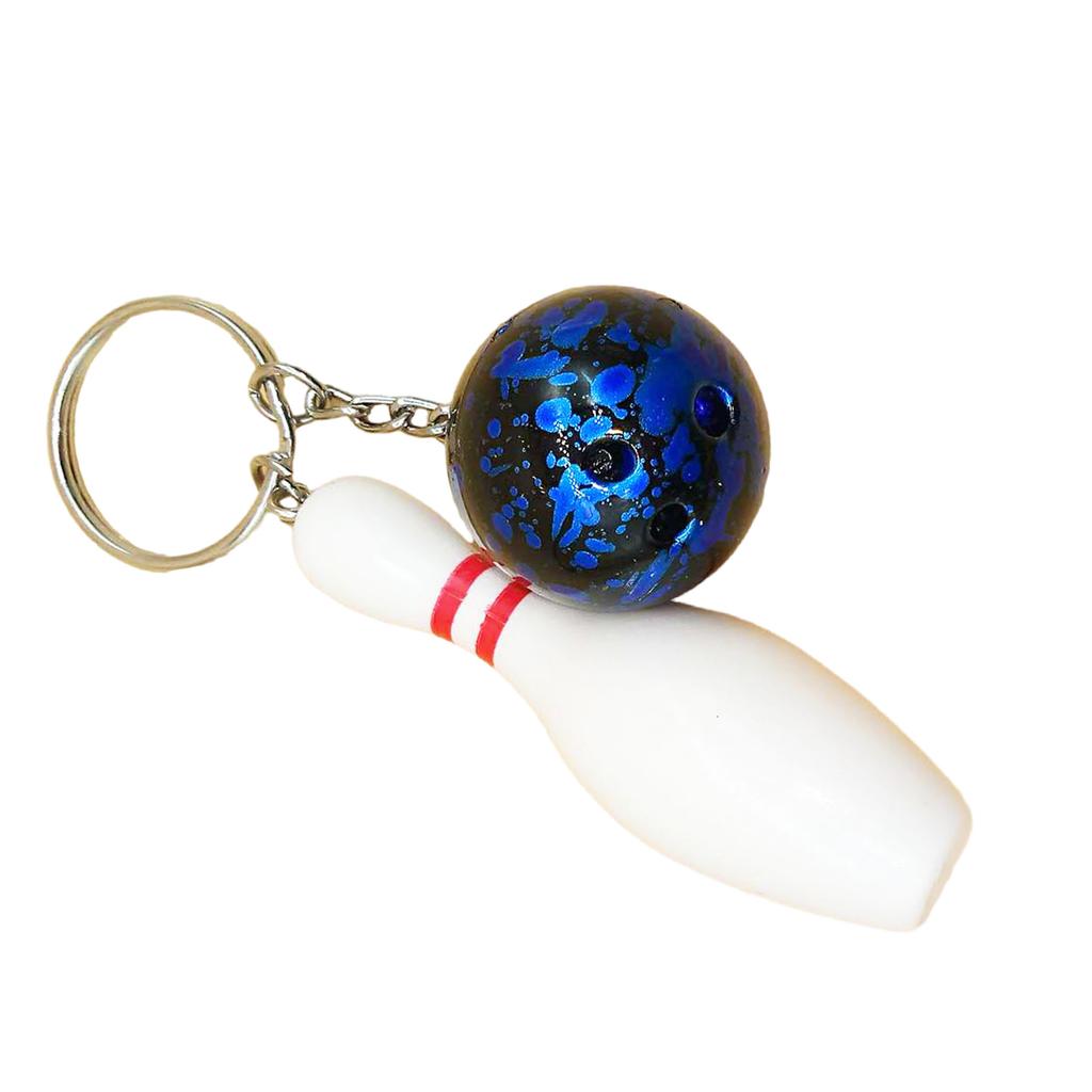 Creative Bowling Ball & Pin Pendant Keychain Stylish Blue Bowling Ball Keychain for Bag Decoration & Car Keyring Charm