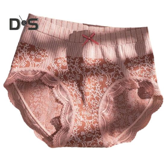 Damen-Höschen aus Spitze, hohe Taille, Blumendruck, Bauchkontrolle, postpartale Schleifendekor, weich, antiseptisch, dehnbar, atmungsaktiv, nahtlos