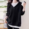 Navava Women S 2in1 Layered Color Block Hooded Long Sleeve SweatShirt Nt3124