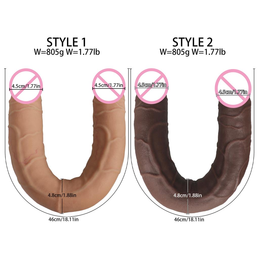 Huge Realistic Dildo Double Head Penis Super Soft Dildo U Shape Big Dick Vagina G-Spot Stimulation Masturbator Waterproof Sex Toys for Women Men Gay