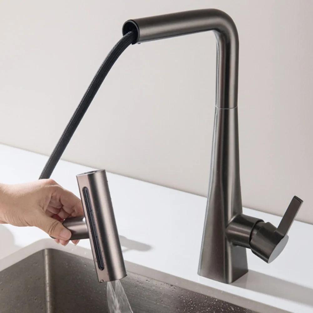 Pull-Out Faucet Sprayer Waterfall Extension Adapter Sprayer Kitchen Rotating Extender Waterfall Outlet Nozzle Bubbler