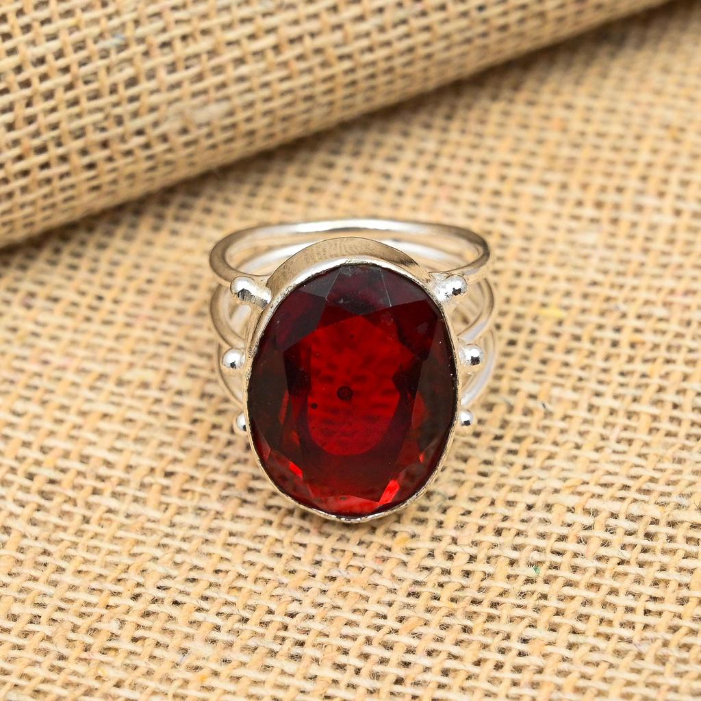Red Garnet Gemstone 925 Sterling Silver Handmade Jewelry For Thanksgiving Gift
