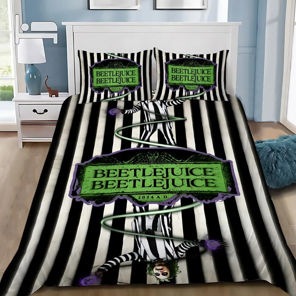 Duvet Cover Pillowcase Bedding Set Horror B-Beetlejuices Adult Boy Girl Bedroom Decoration Children Single Double Large Size