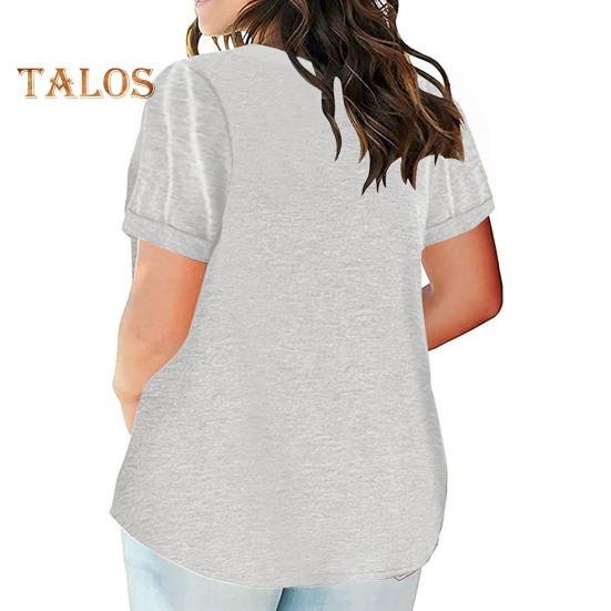 Tricou pentru femei, cu decolteu în V, cu mâneci scurte, cu buzunare la piept, de culoare uni, ocazional, tricou lejer, îmbrăcat zilnic