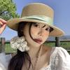 Elegant Beach Flat Top Hat Breathable Women's Sun Hat Simple Straw Woven Hat  Seaside