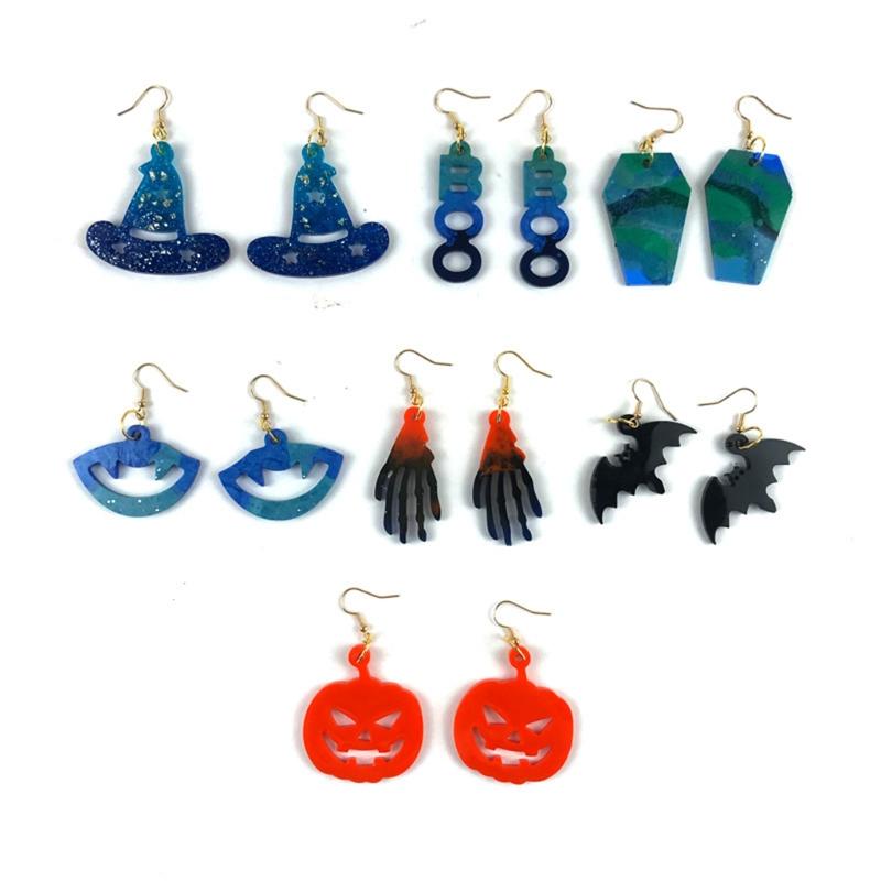 Halloween Earrings Combination Earrings Mold Halloween Pumpkin Silicone Mold Home Decoration Mold Suitable for Women