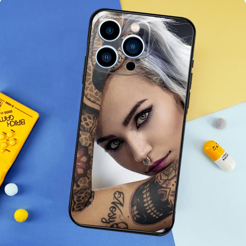 Sexy Tattoo Girl Phone Case For iPhone 16 15 13 12 11 14 17 Pro Max 13 mini 16 Plus 16e 17 Air Bumper Cover