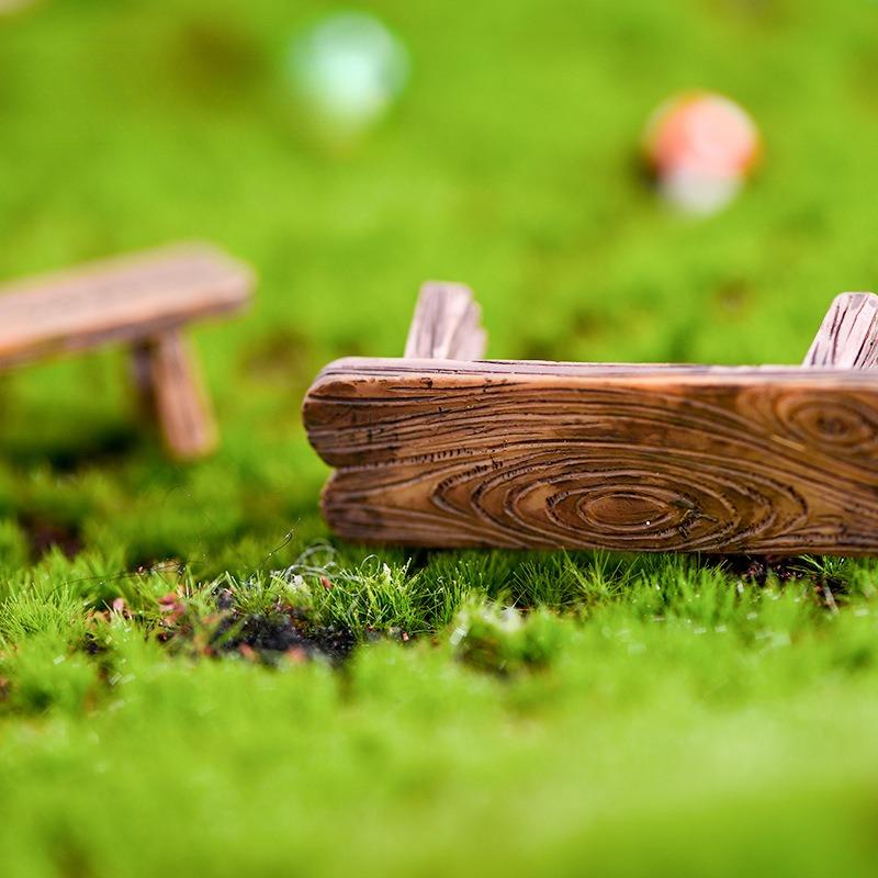 Mini Wooden Park Bench Chair Succulents Bonsai Ornaments Romantic Resin Love Stool Small Ornaments Fairy Garden Figurine Dolls