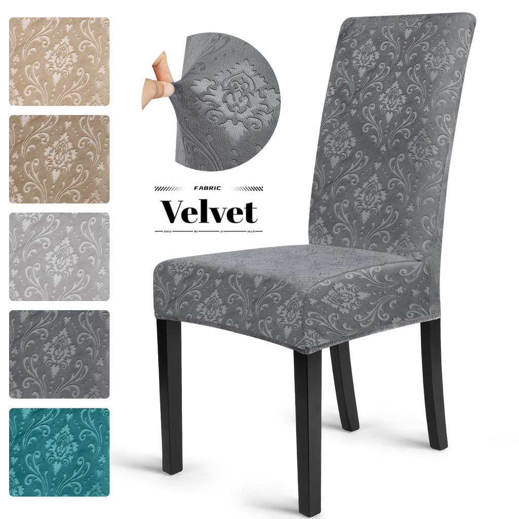 Thick Velvet Stretch Chair Covers Solid Dining Room Seat Slipcovers For Office Banquet Restaurant Hotel