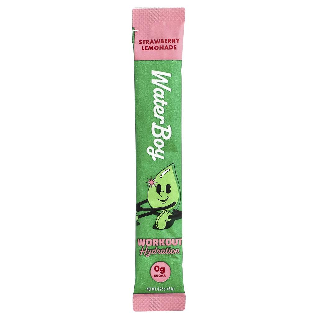 Waterboy, Hydration for Workouts, Electrolyte Drink Mix, Strawberry Lemonade, 10 Stick Packs, 6.1g (0.22oz) Each