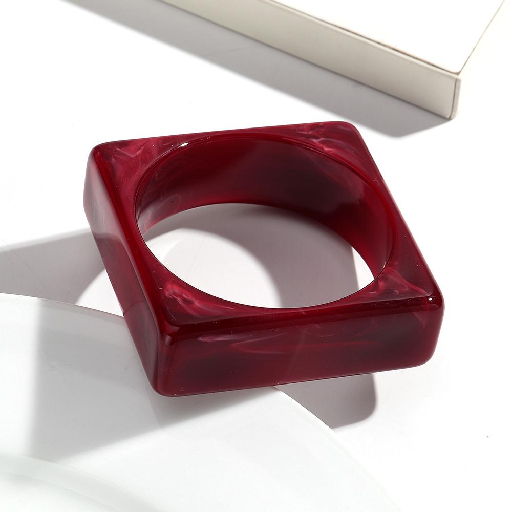 Vintage Square Round Resin Chunky Bangle for Women Exaggerated Marble Coloful Resin Geometric Bracelets Fashion Jewelry Gifts вино красного