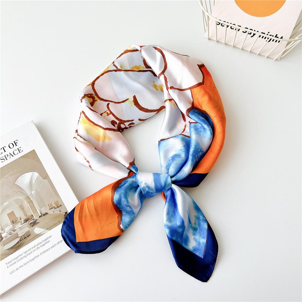 

Модный декоративный шарф, повязка для волос, резинка для волос 70, маленький квадратный шарф, шелковый шарф, женский весенне-осенний универсальный маленький шарф, профессиональный шарф 70*70cm